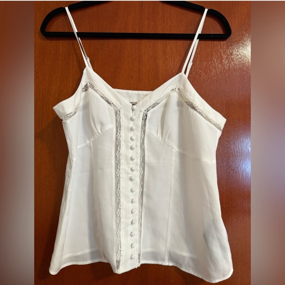 The Kooples White Button-Front Camisole with Lace